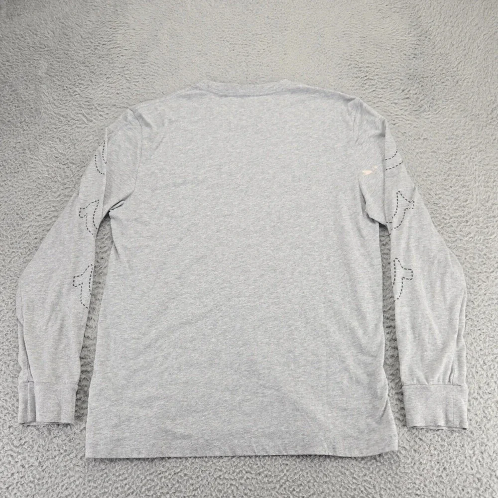 True Religion Shirt Mens Large Gray Heather Spellout Long‎ Sleeve Crew Neck